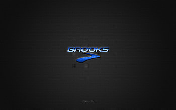 Brooks Sports logo, blue shiny logo, Brooks Sports metal emblem, gray carbon fiber texture, Brooks Sports, brands, creative art, Brooks Sports emblem HD wallpaper