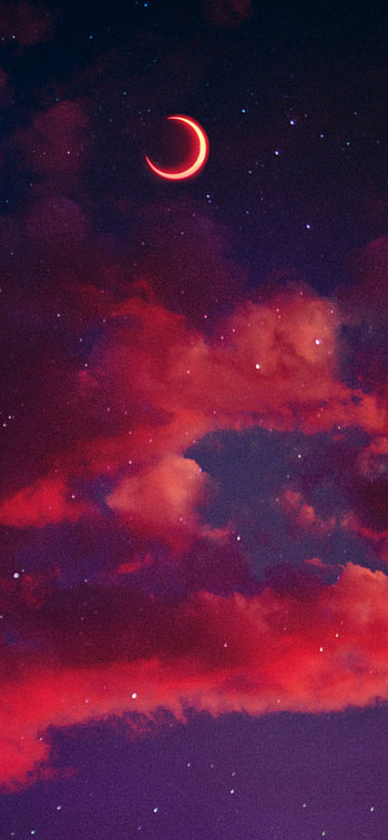 Red Moon, atmosphere, sky HD phone wallpaper