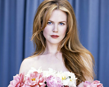 Nicole Kidman, blue, pink, blonde, flower, girl, actress, woman HD wallpaper