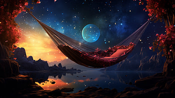 Hammock Under Starry Sky - AI Art, AI Art, man made, hammock HD wallpaper