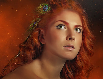 Beauty, red haired, beautiful face, nice eyes HD wallpaper