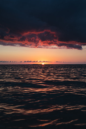 Nature, Sunset, Sky, Sea, Clouds, Waves, Horizon, Dark, France, Island, Reunion, Réunion HD phone wallpaper
