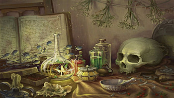 Magic, digital art, art, fantasy, witchcraft, pagan, skull HD wallpaper