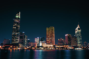 Cities, Night, City, Building, Coast HD wallpaper