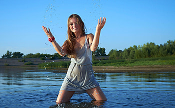 Superb Girl, superb, river, girl, pretty HD wallpaper