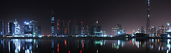 Dubai Skyline, Windows 8 dual , City landscape graphy, Dual screen HD wallpaper
