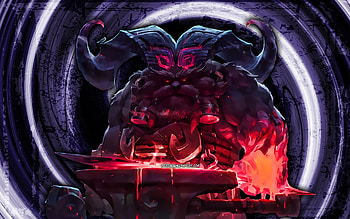 Ornn, blue grunge background, League of Legends, MOBA, vortex, LoL, Ornn League of Legends HD wallpaper