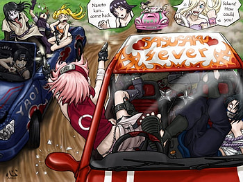 naruto kart, sasuke, car, ino, girl, bikini, hinata, race, anime girl, itachi, anime, orochimaru, sakura, naruto, women, female HD wallpaper