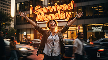 I Survived Monday — Victory, Woman, Neon Sign HD wallpaper