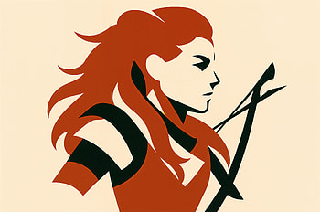Aloy — Horizon : Crimson Archer Silhouette, Aloy (Horizon Series), Bow, Woman, Red Hair HD wallpaper