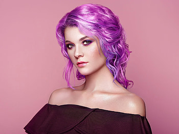 ღ, Model, Portrait, Purple hair, Look HD wallpaper