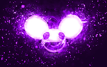 Deadmau5 violet logo, , canadian DJs, violet neon lights, creative, violet abstract background, Joel Thomas Zimmerman, Deadmau5 logo, music stars, Deadmau5 HD wallpaper