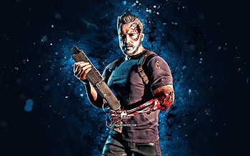 Terminator, , blue neon lights, Mortal Kombat Mobile, fighting games, MK Mobile, creative, Mortal Kombat, Terminator Mortal Kombat HD wallpaper