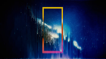 Particles fall, geometric, blue sky, surreal HD wallpaper