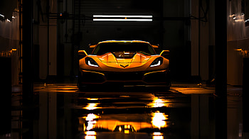 Ready to eat some asphalt, Chevrolet Corvette, Chevrolet Corvette (C7), car, garage, night HD wallpaper