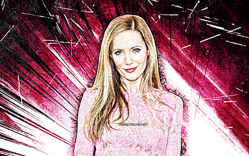 Leslie Mann, grunge art, Hollywood, american actress, Leslie Jean Mann, movie stars, purple abstract rays, american celebrity, Leslie Mann HD wallpaper