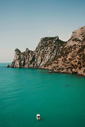Nature, Sky, Rocks, Ocean, Boat HD phone wallpaper