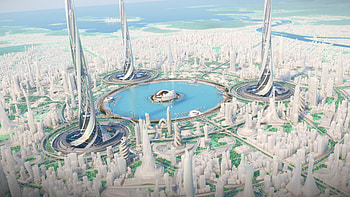 Aqua Nexus: Futuristic Sci‑Fi City, futuristic, Sci Fi, city, sci fi city, futuristic city HD wallpaper