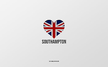 I Love Southampton, British cities, Day of Southampton, gray background, United Kingdom, Southampton, British flag heart, favorite cities, Love Southampton HD wallpaper