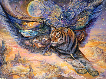 Fairy tiger, wings, fairy, frumusete, josephine wall, tiger, fantasy, art, tigru HD wallpaper