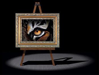 artist easel, eye, tiger, art, easel HD wallpaper