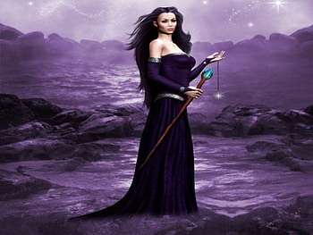 Goth lady in purple, purple, goth, abstract, fantasy HD wallpaper