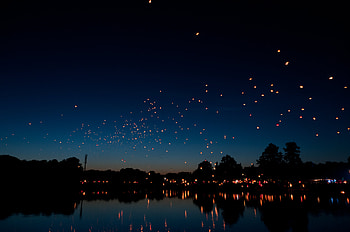 Cities, Rivers, Night, Holiday, Chinese Lanterns HD wallpaper