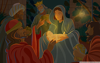 Festive Christmas CG - Digital Christmas illustration - Illustration - Nativity scene - The Birth of Jesus 25 HD wallpaper
