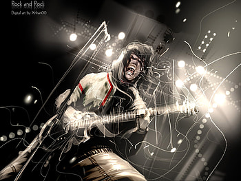Rock frenzy, guitar, music, fantasy, rock HD wallpaper