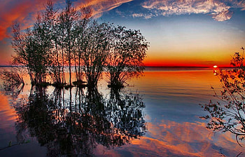 Landscape, Nature, Water, Sunset HD wallpaper