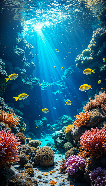 Underwater Serenity: A Stunning Ocean for Your , underwater, fish, coral, coral reef, sunlight HD phone wallpaper