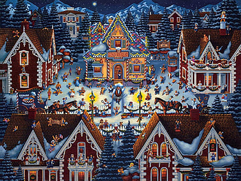 Gingerbread house, painting, art, craciun, pictura, christmas, eric dowdle HD wallpaper