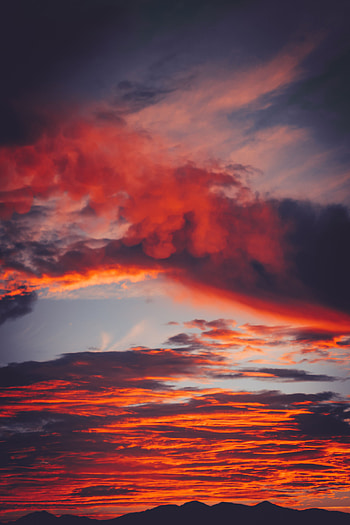 Nature, Sunset, Sky, Mountains, Clouds, Fiery, Porous HD phone wallpaper