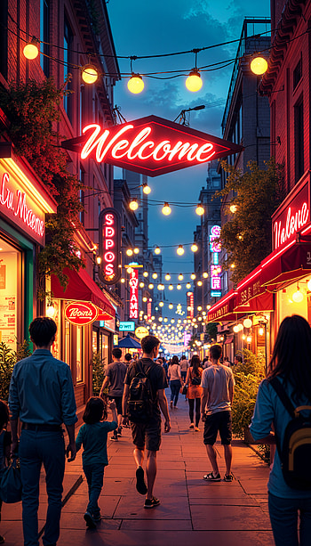 Welcome to a Vibrant Experience, street, night, neon lights HD phone wallpaper