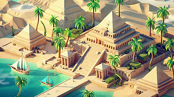 Egyptian Oasis Pyramids, isometric, Egypt, pyramid HD wallpaper