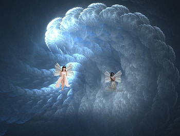 3d heavenly angels, angel, sky, abstract, 3d HD wallpaper