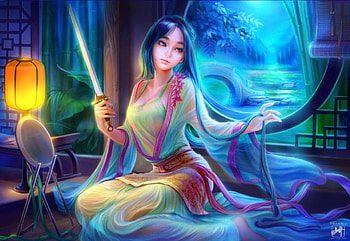 blue, abstract, art, mulan HD wallpaper