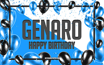 Happy Birtay Genaro, Birtay Balloons Background, Genaro, with names, Genaro Happy Birtay, Blue Balloons Birtay Background, Genaro Birtay HD wallpaper