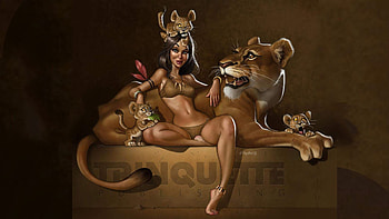 :), cute, loopy dave, girl, lion, theatricalthreshold, art, cub, summer, fantasy, vara HD wallpaper