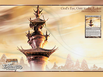Gods Eye, Gate to the Reikai, cards, magic the game, building, card, mountains, temples HD wallpaper