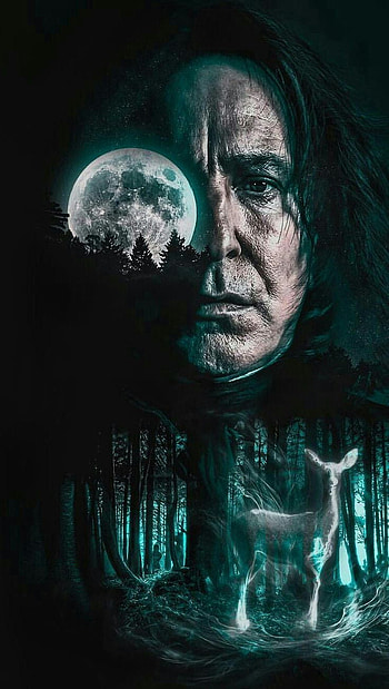 Severus Snape, patronus, moon, black, half-blood prince, harry potter, slytherin HD phone wallpaper