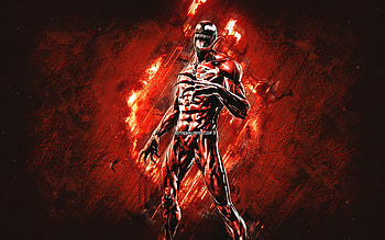 Fortnite Carnage Skin, Fortnite, main characters, orange stone background, Carnage, Fortnite skins, Carnage Skin, Carnage Fortnite, Fortnite characters HD wallpaper