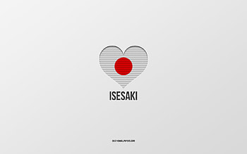 I Love Isesaki, Japanese cities, Day of Isesaki, gray background, Isesaki, Japan, Japanese flag heart, favorite cities, Love Isesaki HD wallpaper