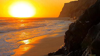 glorious sunset beach, sun, coast, sunset, beach HD wallpaper
