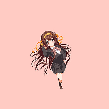 Cute, minimal, Haruhi Suzumiya, long hair, artwork HD phone wallpaper