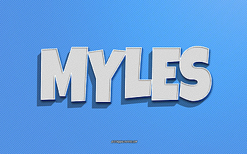 Myles, blue lines background, with names, Myles name, male names, Myles greeting card, line art, with Myles name HD wallpaper