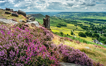 View from Pinnacle Rock, national park, UK, fields, rocks, hill HD wallpaper