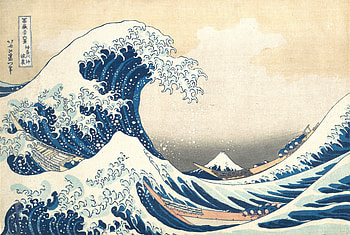 The Great Wave, wave, Mount Fuji, boat, The Great Wave off Kanagawa HD wallpaper