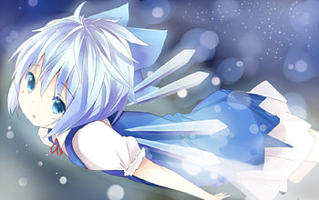 ~The Ice Fairy~, fairy, blue eyes, anime, touhou, blue hair, cirno, ice wings HD wallpaper