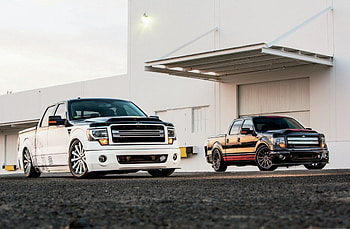 A Pair of Custom 2013 Ford F-150s With Supercharged 6.2L V8s - Team Strike Force, Fords, Black, White, Trucks HD wallpaper
